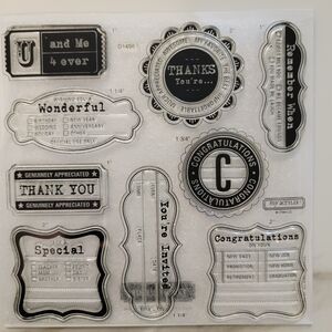 Close to my Heart My Acrylix SENTIMENT FRAMES TAGS Clear Cling Stamps Set of 9